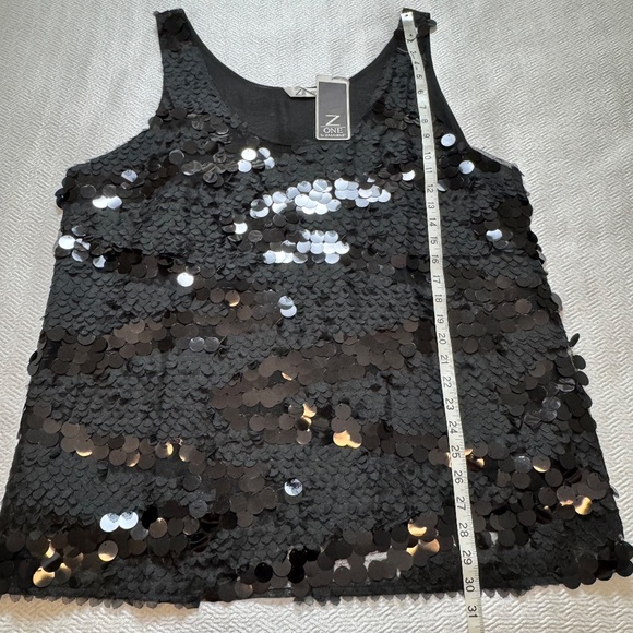 NWT Dazzling Black Sequin Tank Top, Z-One Zabaione Women's Size XL (EU 48/50) - Picture 8 of 8